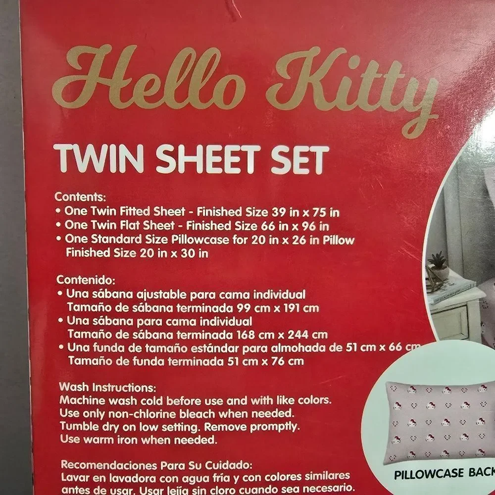 New Hello Kitty Candy Cane Christmas Love Kids Pink Twin Sheet Set